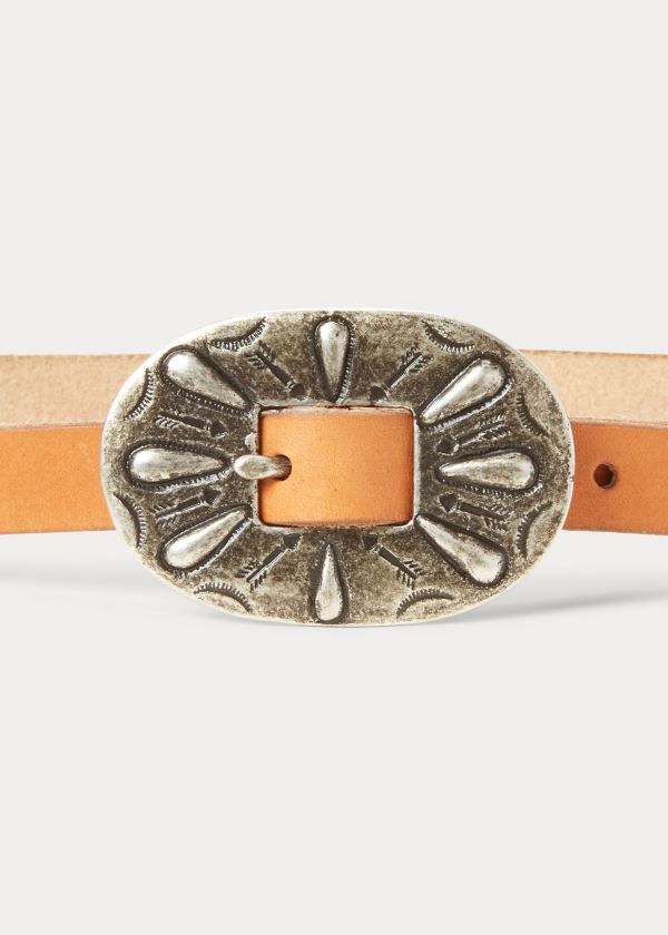 Women's Polo Ralph Lauren Skinny Leather Buckle Belt | 817236ZRD